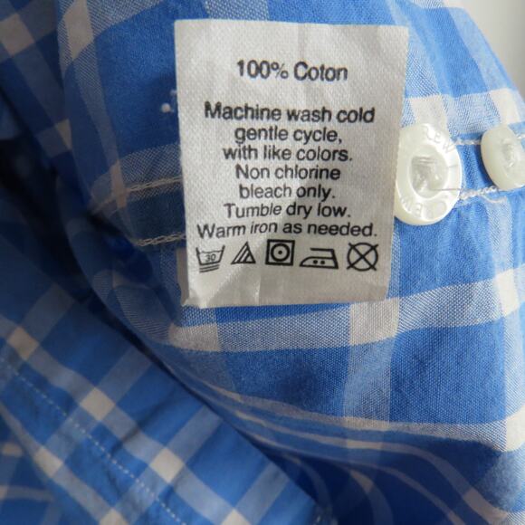 J. Crew Men's Blue & White Plaid Button Up Shirt Medium Classic Preppy Medium - Picture 4 of 5